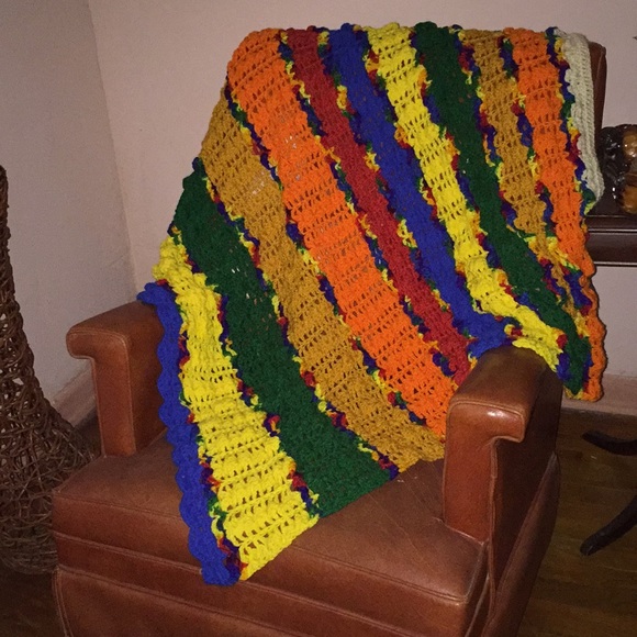 Other - Striped Afghan Crochet. Teen Couch Throw